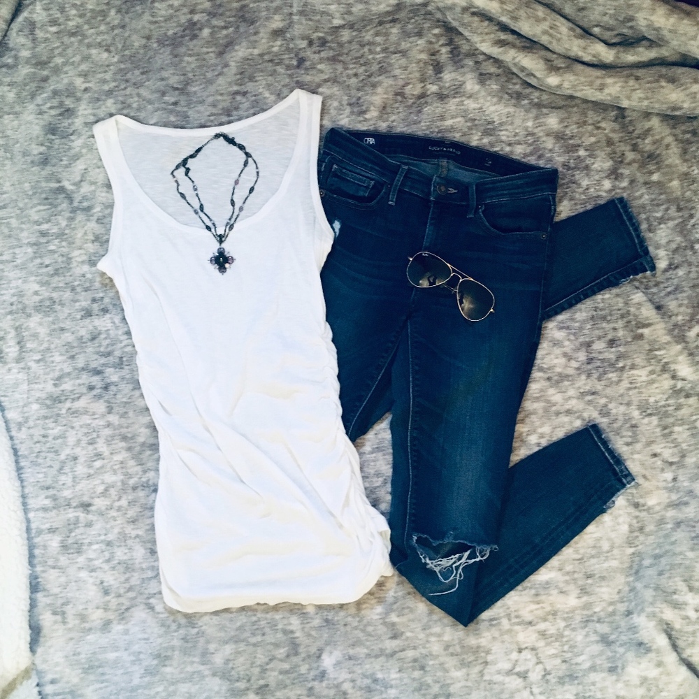 CASLON Tank Top With Gathered Edges